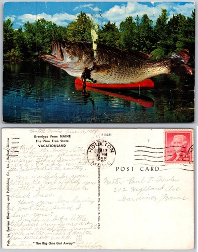 Cartolina big bass - cartolina, pescatore